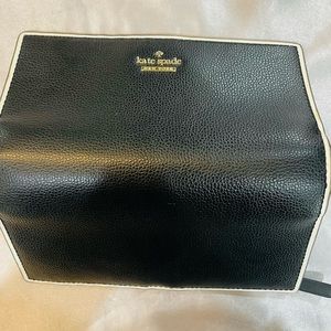 Kate spade Black leather with beige piping billfold.